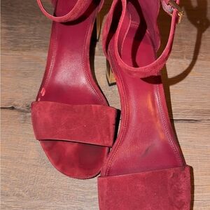 Michael Kors Burgundy Suede Heels with Golden Heel Accent